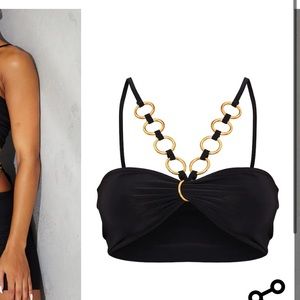 Ring detail halter neck Bralet and matching palazzo pants